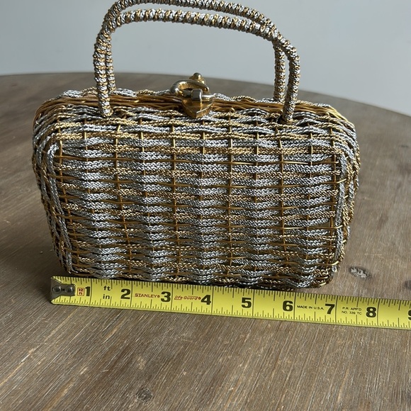 KORET Woven Golden and Silver Metallic Top Handle Handbag Vintage 60’s - Picture 12 of 15